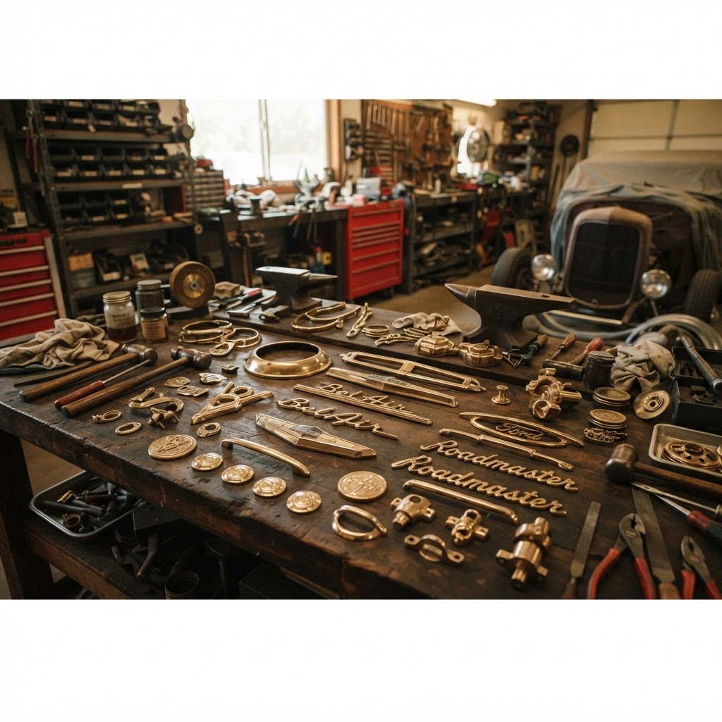 Custom cast brass and bronze parts for classic car restoration